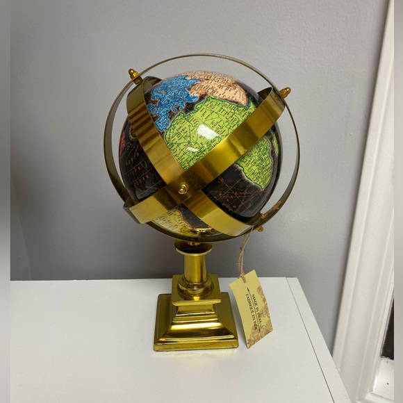 Beautiful world globe. Perfect for a refined office. 12” H, made in India - Picture 2 of 7